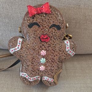 Gingerbread Man Crossbody Bag with Red Bow